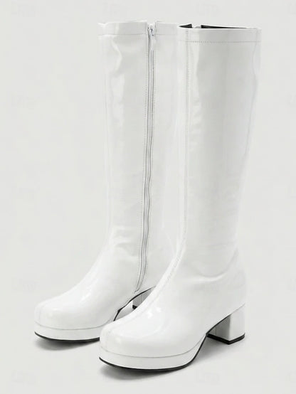 Women's White Patent Gogo Boots