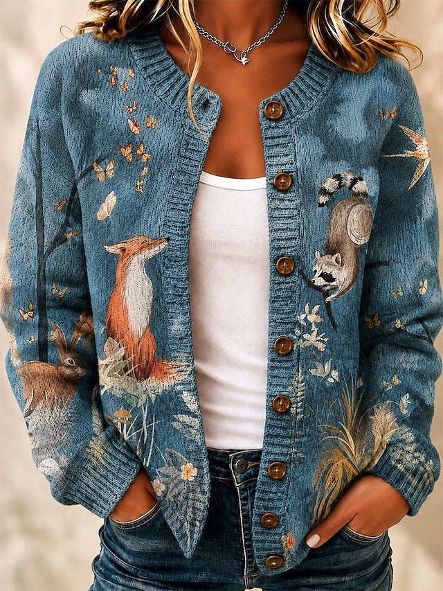 Women's Painted Print Knit Cardigan