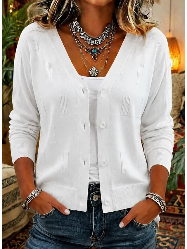 Women's Khaki V Neck Cardigan