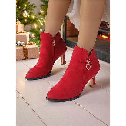 Women's Diamante Heart Ankle Boots