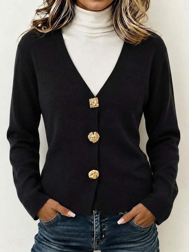 Women's Wine Button Up Knit Cardigan